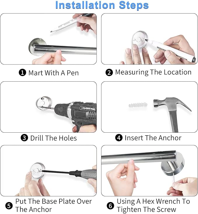 Cilee 10 Piece Chrome Bathroom Accessories Set, 24inch Polished Chrome Towel Bar Ring+Toilet Paper Holder+ Robe Towel Hook SUS304 Stainless Steel Bathroon Hardware Set