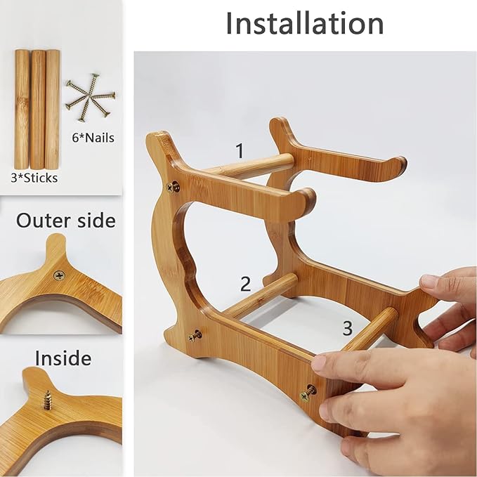 2 Tier Ceramic Fruit Bowl With Bamboo Wood Stand for Kitchen Counter,Porcelain Fruit Basket for Vegetable Storage,Snack Dessert Cake Tray Plate Rack for Party Wedding - White