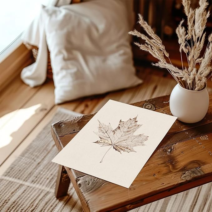 RETRART Vintage Maple Leaf Wall Art, Antique Maple Leaf Sketch Art - Botanical Drawing - Summer Farmhouse Decor, 8" x 10" Unframed Canvas Prints for Bedroom Living Room Bathroom Wall Decor