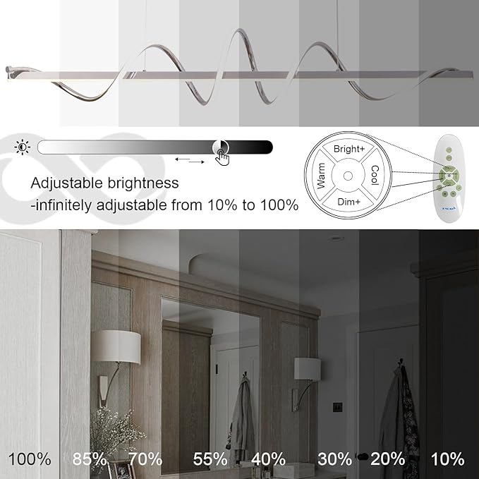 47.24" Modern Chandelier Led Pendant Light for Kitchen Island Lighting Dimmable Modern Led Chandelier for Dining Room Over Table,Creative Snake-Shaped Twist Design Kitchen Ceiling Hanging