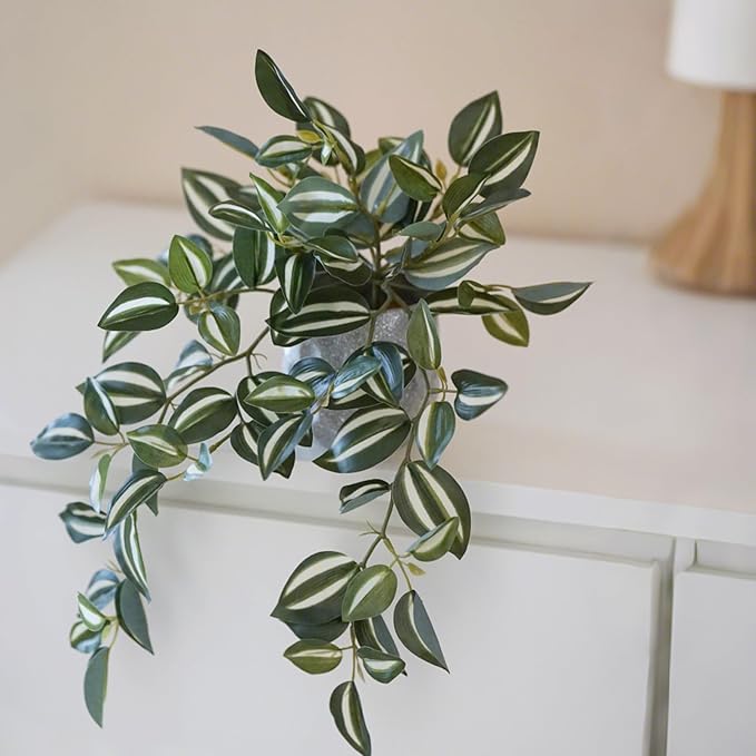 Artificial Potted Plants Indoor - Small Fake Hanging Plants for Bathroom, Home, Office Desk Decor - Low Maintenance UV Resistant Greenery for Shelf, Indoor & Outdoor Use - Realistic Faux Plants