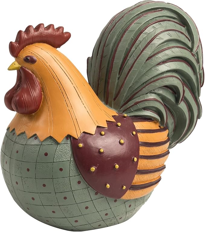 Chicken Statue, 8.3×7.8 Inch Resin Fall Harvest Rooster Figurine Table Top Centerpiece Decorations for Home Kitchen Counter, Thanksgiving Indoor Tabletop Mantel Desk Farmhouse Decor