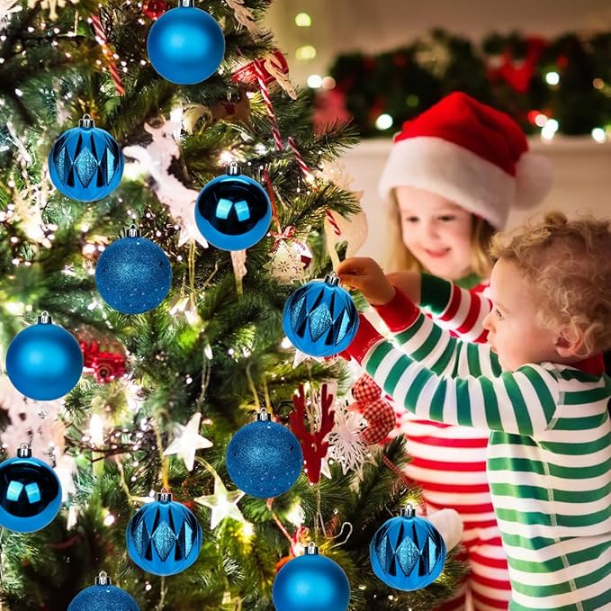 12PCS 3.15" Christmas Ball Ornaments Shatterproof Blue Christmas Tree Decorations Xmas Tree Balls Halloween Ornaments Décor