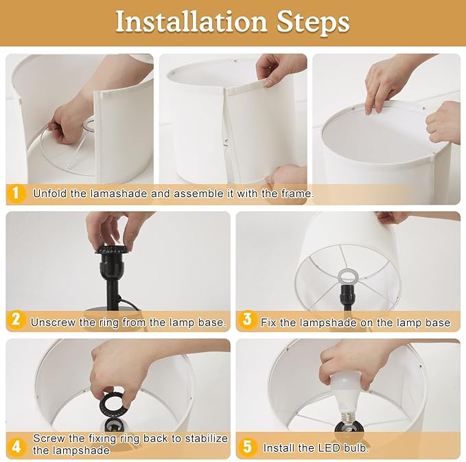 GyroVu Fillable Table Lamp, Bedside Lamp with Clear Glass Fillable Lamp Nightstand Lamp for Living Room Bedrooms Office, Bulbs Included(Gold+White Lampshade)