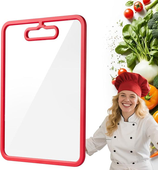Tempered Glass Cutting Board for Kitchen Counter, Chopping Board with Non-Slip Edges, non toxic cutting board Set dishwasher safe, Heat & Shatter Resistant (Red 15"×11")