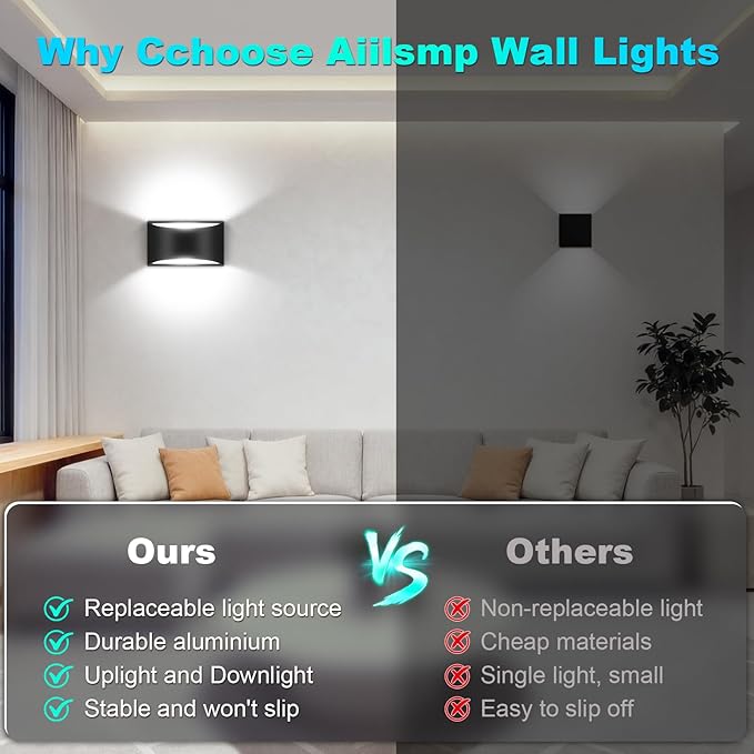 8 Pack Black Modern LED Wall Sconces, 6000K Cool White Hardwired Interior Wall Lights Up and Down Wall Mount Light for Bedroom,Living Room, Hallway(with G9 Bulbs)