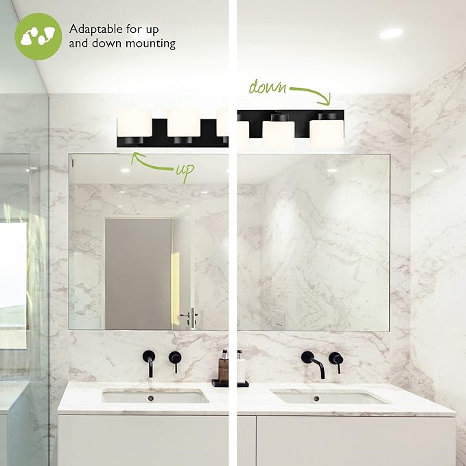 Design House 589499 Dove Creek Vanity Light Dimmable with Frosted Glass for Above Bathroom Mirror, Matte Black, 5-Light