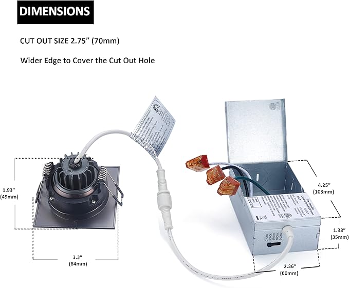 Canless Recessed Gimbal Downlight Rotatable-Spotlight 5 CCT 3 Inch Eyeball Ceilling Potlight, Dimmable Recessed Lights Fixture with Junction Box, 8W CCT Adjustable, Oil Rubbed Bronze, 6P …