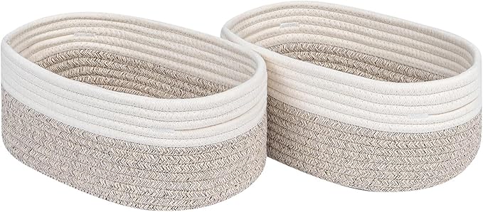 CubesLand Baskets for Shelves Storage,Cube Shelf Closet Storage Bins Set 2,Long-lasting &Skin-friendly Toy Basket Bin,Stylish Room Decor Basket,Woven Off White/Light Brown