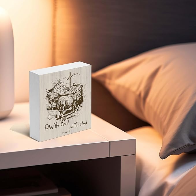 SSQBZU ‘Follow The Word Not The Herd’ Wooden Box, Bible Verse Decorations, Christian Home Decor, Motivational Gifts, Birthday, Thanksgiving, Christmas, Gifts for Family, Friends, etc.(050)