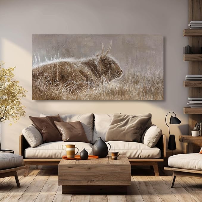 VAYIMDH Wall Art for Dining Room Area Over The Bed Wall Decor for Bedroom Nature Canvas Wall Painting Brown Print Photos Animal Art Posters 24"x48"