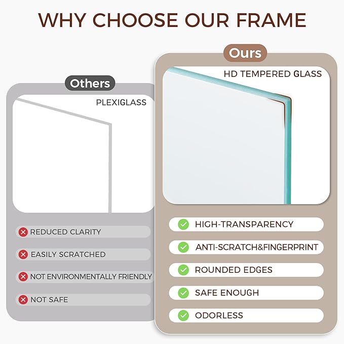 12x16 Picture Frames, Solid Oak Wood 12"x16" Picture Frame - Tempered Real Glass, 12x16 Frame Matted to 8.5x11, 12 x 16 Photo Frames for Wall, Rustic Wall Gallery Frame (Walnut Color, 3 Pack)