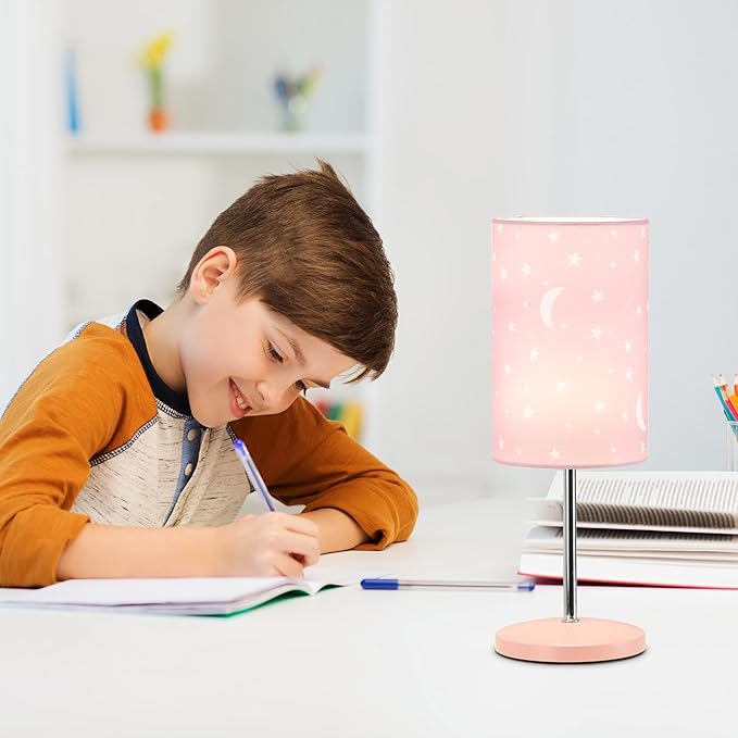 Lampwell Alee Small Modern Pink Moon Table Lamp Set of 2,4.33H12.21IN,Bulb Excluded