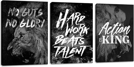 Black Office Wall Art Inspirational Canvas Wall Art Motivational Office Decor 3 Pieces Motivational Positive Quotes Wall Decor Poster Prints for Living Room Bedroom Framed Decorations (36" Wx16 H)