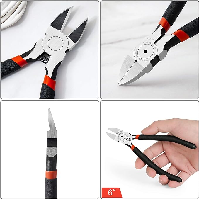 BOENFU 6 Inches Wire Cutters Heavy Duty Snips Flush Cut Side Cutters Pliers Metal Cutting Tool for Crafting, Floral, Artificial Flowers, Chicken Wire, Electrical, 1 Pack
