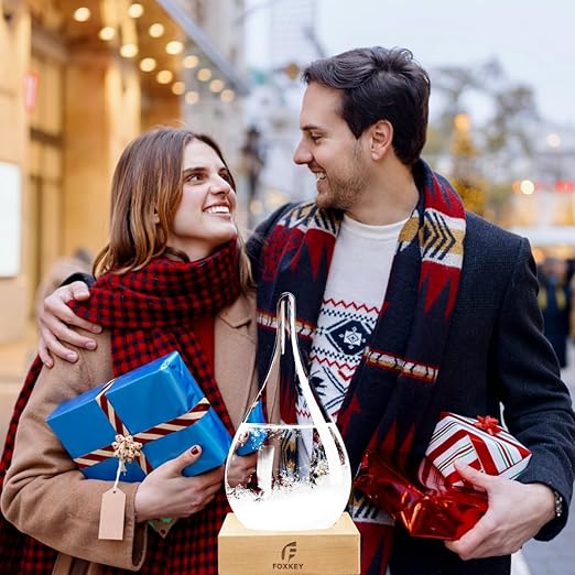 Storm Glass Weather Predictor, Snow Globe Drop-Shaped Weather Forecast Bottle, Unique Fashion Home Decor Weather Gifts for Men Women