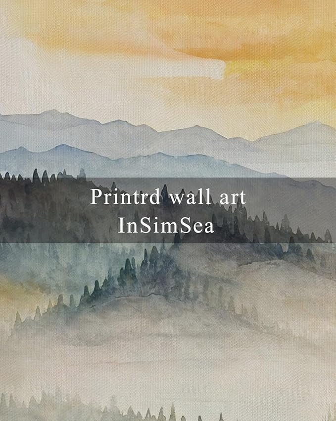 InSimSea Square Framed Canvas Wall Art, Farmhouse Nature Scenery Quiet Forest Awakening Wall Art Prints, Autumn Fall Classical Retro Home Decor for Living Room Bedroom Office 16"x16"