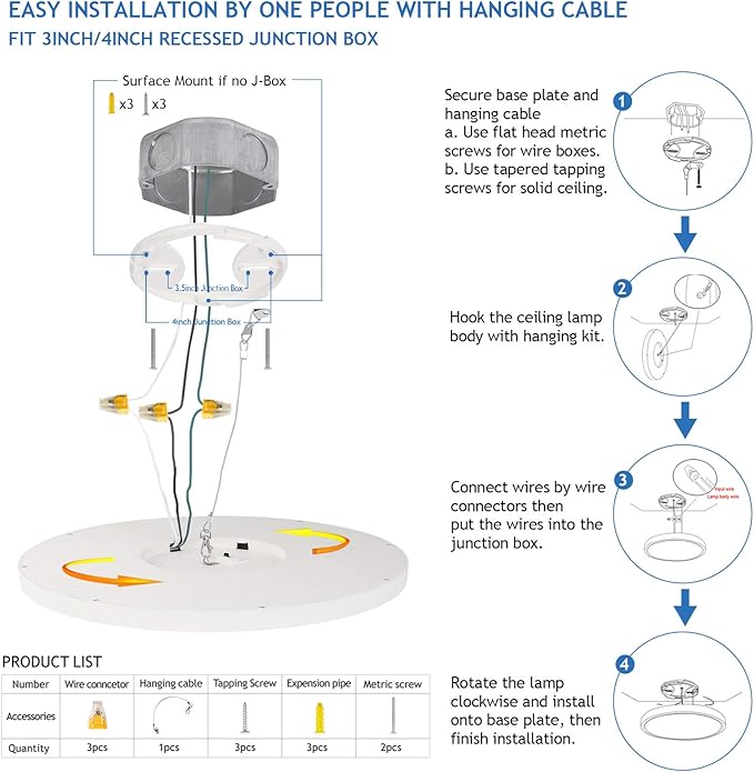 15.8 Inch Dimmable LED Ceiling Light Flush Mount, 3000K-4000K-5000K Selectable - 24W Super Bright 2400LM - Slim Large Round White Trim, 2 Pack
