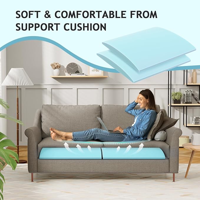 Couch Cushion Support for Sagging Seat Sofa Couch Supports for Sagging Cushions Curved 40D High Density Foam Blue Pack of 2