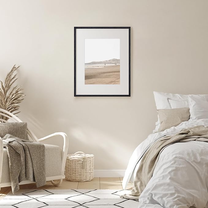 Fun Memories 16x20 Black Oak Wood Picture Frames, Set of 3 with Tempered Glass and Mat for 11x14