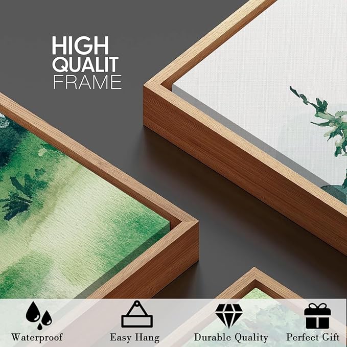 ANHUIB Extra Large Forest Wall Art Green Mountain Wall Decor Set of 3 for Living Room Bedroom Dining Room 24x36 Inch