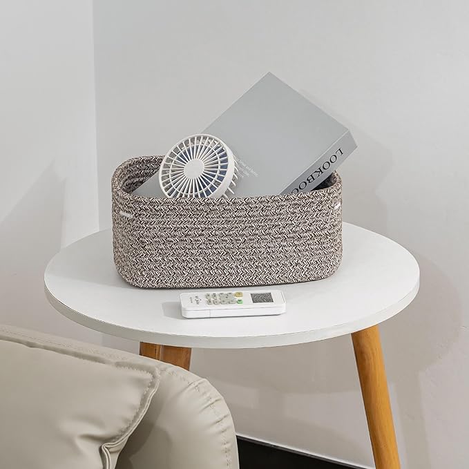 CubesLand Woven Basket for Organizing/Storage,Cube Shelf Closet Storage Baskets Bins,Long-lasting &Skin-friendly Toy Storage Basket,Stylish Room Decor Basket,Rope Basket,Mixed Brown Basket for Shelves