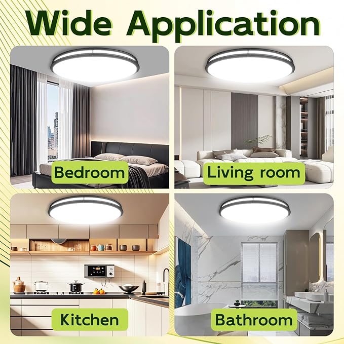 hykolity 32 Inch Oval LED Ceiling Light, 60W, 4000LM, 2700K/3000K/3500K/4000K/5000K Adjustable, Oil Rubbed Bronze Finish Dimmable Flushmount Ceiling Light for Bedroom, Living Room