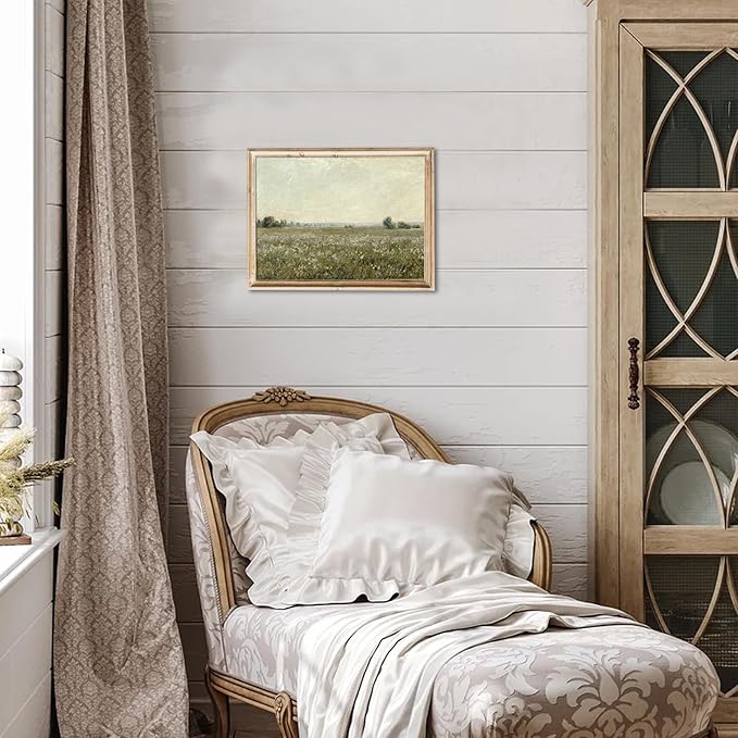 uniro Vintage Landscape Wall Art Prints, Bedroom Living Room Wall Painting Canvas Prints Soft Green Landscape Oil Painting, Rustic Spring Wall Decor, Vintage Art Pictures for Bathroom Office Gallery Farmhouse Wall Decor( 8" x 10"-UNFRAMED)