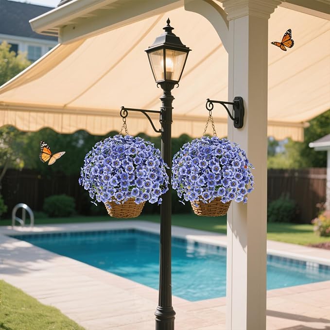 20 Bundles Artificial Flowers for Outdoors Decorations, Fake Flowers Faux Plants Silk Colorful Daisy Flowers Realistic UV Resistant for Garden Patio Porch Box Home Decor (Blue)