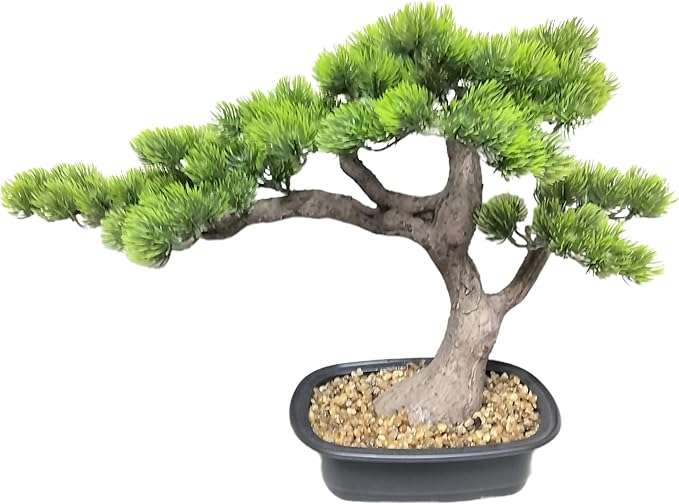 Artificial Bonsai Tree, Large Faux Pine Plants 15 inch, Faux Juniper Potted Plants Indoor Decor for Office Desk Home Table, Greenery Desktop Bonsai Plant for Room Decorations, Tall 15"