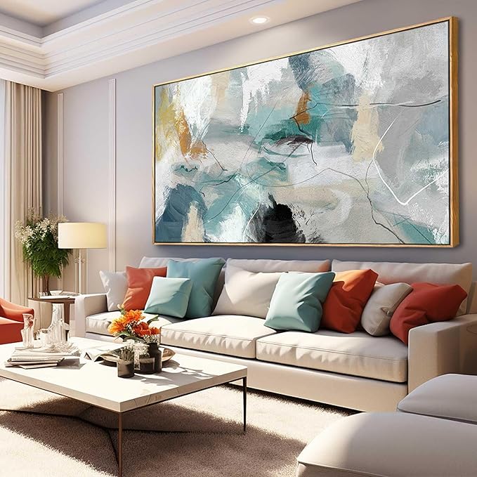 Kureful Large Canvas Wall Art Minimalist Decor Living Room Pictures Grey Wall Decor Hand Painted Artwork for Bedroom Kitchen Hotel Wall Decoration 30x60 Inch