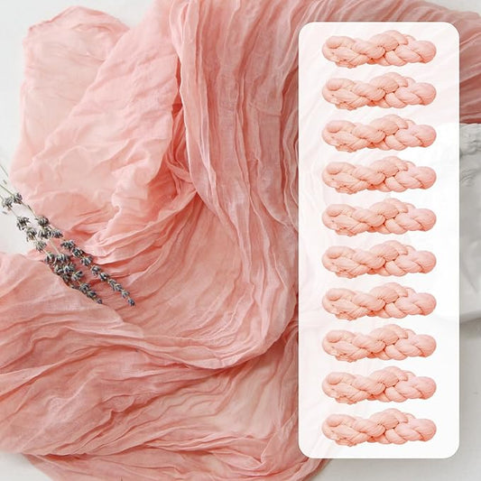 FEXIA 10 Pack Pink Gauz Table Runner 35x120 Inches Peach Table Runner for Mother's Day Bridal Shower Wedding Party First Communion Centerpiece Engagement Boho Table Decoration (Pink)