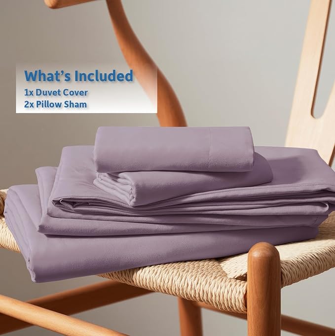 Nestl Dusty Purple Duvet Cover King Size - Soft Double Brushed King Duvet Cover Set, 3 Piece, with Button Closure, 1 Duvet Cover 104x90 inches and 2 Pillow Shams