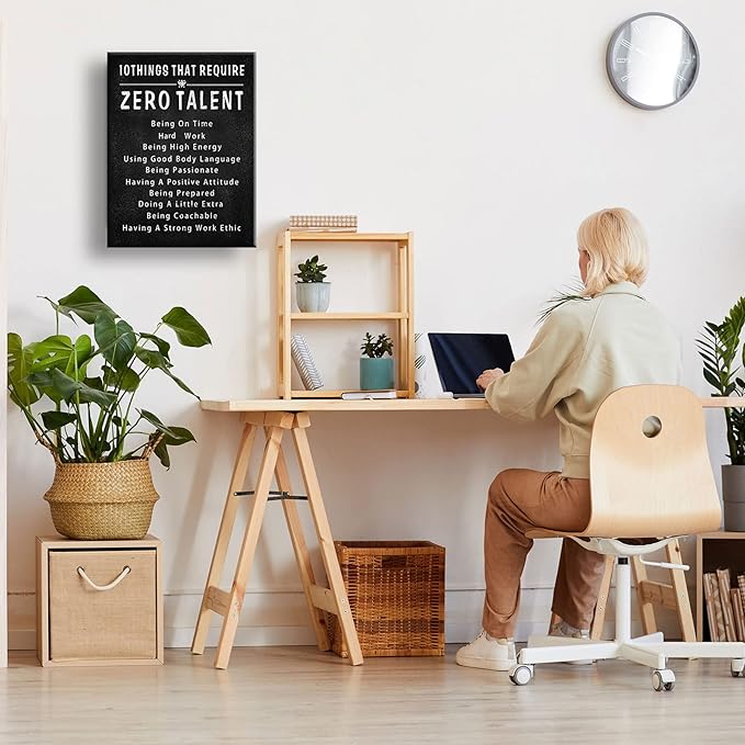 10 Things That Require Zero Talent Wall Art Motivational Poster Printed on Canvas Wall Decor for Living Room Bathroom Motivational Wall Art Size11.5 x 15 Inch - For Bedroom or Home Office Framed Art