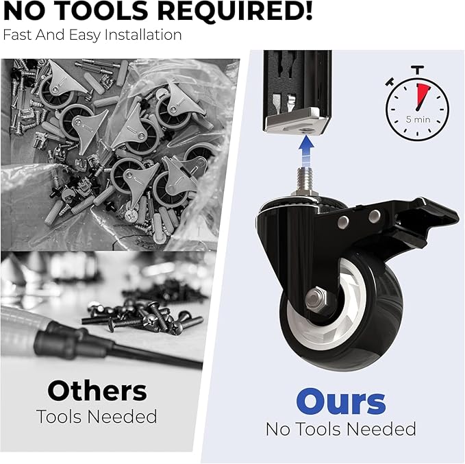 HOMEDANT House 5-Tier Metal Boltless Rolling Cart Shelf Rack Casters Heavy Duty Wheel Shelving Unit Adjustable Utility Storage Shelves Organizer Shelf Kitchen Garage 48.1" W x 18.5" D x 75.4" H 2Pack