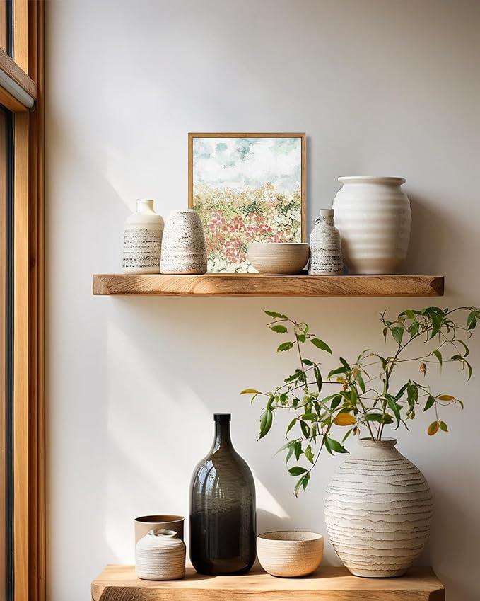 KBKBART Framed Wall Art for Bedroom Decor, Vintage Spring Flower Pictures Aesthetic, Farmhouse Wall Decor Meadow Floral Bathroom Canvas Oil Painting, Canvas Wall Art Summer Room Decor, Gifts for Friends or Family(8"x10")