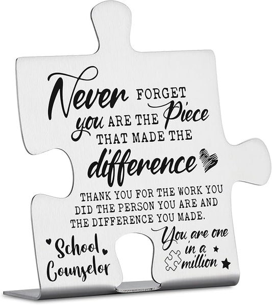 School Counselor Appreciation Gifts, Thank You Gifts for School Counselor Week Birthday Christmas Team Office Ornament Decor Puzzle Piece Decorative Signs Plaques YCC6