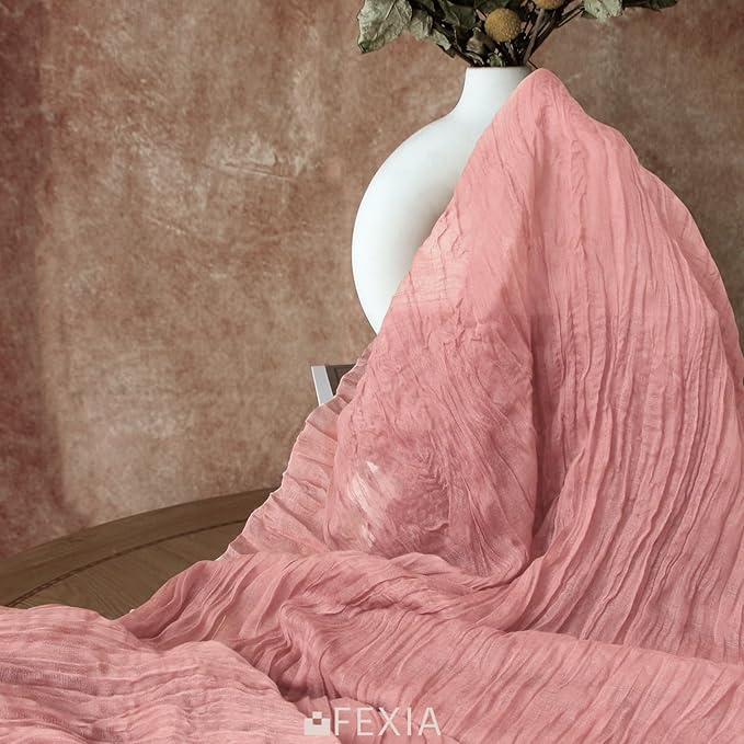 FEXIA Dusty Rose Pink Table Runner Cheesecloth for Valentines Day Decorations 35x120 Inches Spring Easter Table Runner for Wedding Decor Reception Bridal Shower Centerpiece Engagement Decoration