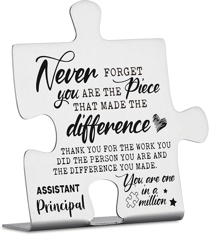 Assistant Principal Appreciation Gifts, Thank You Gifts for Assistant Principal Week Birthday Christmas Retirement Team Office Ornament Decor Puzzle Piece Decorative Signs Plaques YCC7