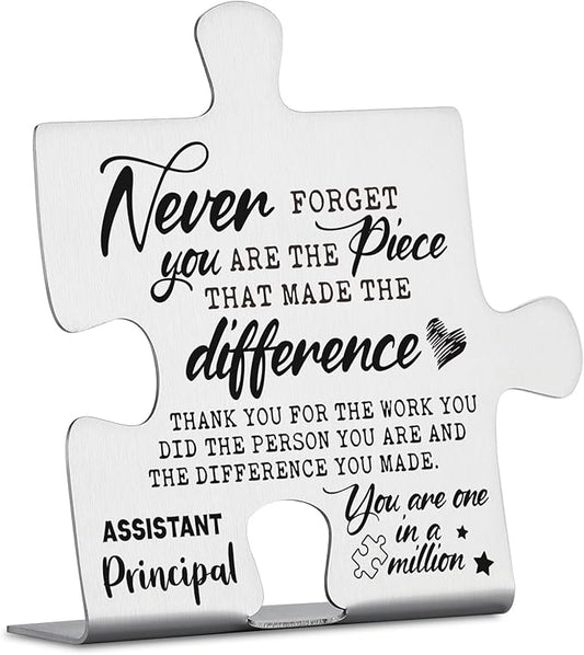 Assistant Principal Appreciation Gifts, Thank You Gifts for Assistant Principal Week Birthday Christmas Retirement Team Office Ornament Decor Puzzle Piece Decorative Signs Plaques YCC7