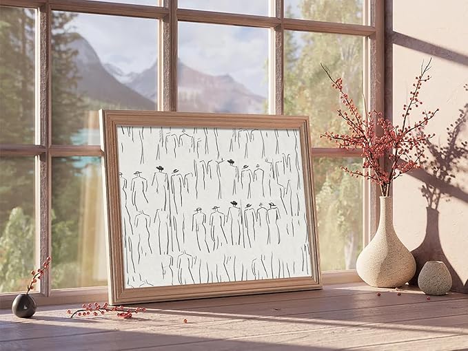 Uniro Neutral Sketch Art Prints, Vintage Abstract Figure Canvas Art, Minimalist Line Drawing for Gallery Wall Decor (8" x 10" - Unframed)