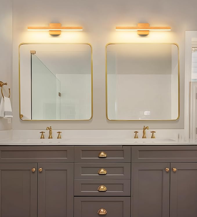 Joossnwell Bathroom Vanity Light 23.62 Inch Modern Bathroom Light Fixtures Dimmable 5CCT Led Vanity Lighting Gold and Black Bath Light Over Mirror ETL Certificated