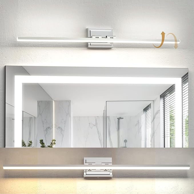 NIORSUN 39.4 Inch Modern Bathroom Light Fixture, 24W 5CCT Dimmable LED Chrome Bathroom Vanity Lights Over Mirror, Vanity Lights for Bathrooms Restroom Mirror- ETL Certified