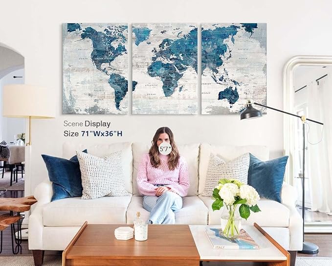 Wall Decor Living Room Motivational Framed Wall Art Large Office Decor for Wall Home Decorations for Bedroom Blue Grey Paintings Dining Room Pictures