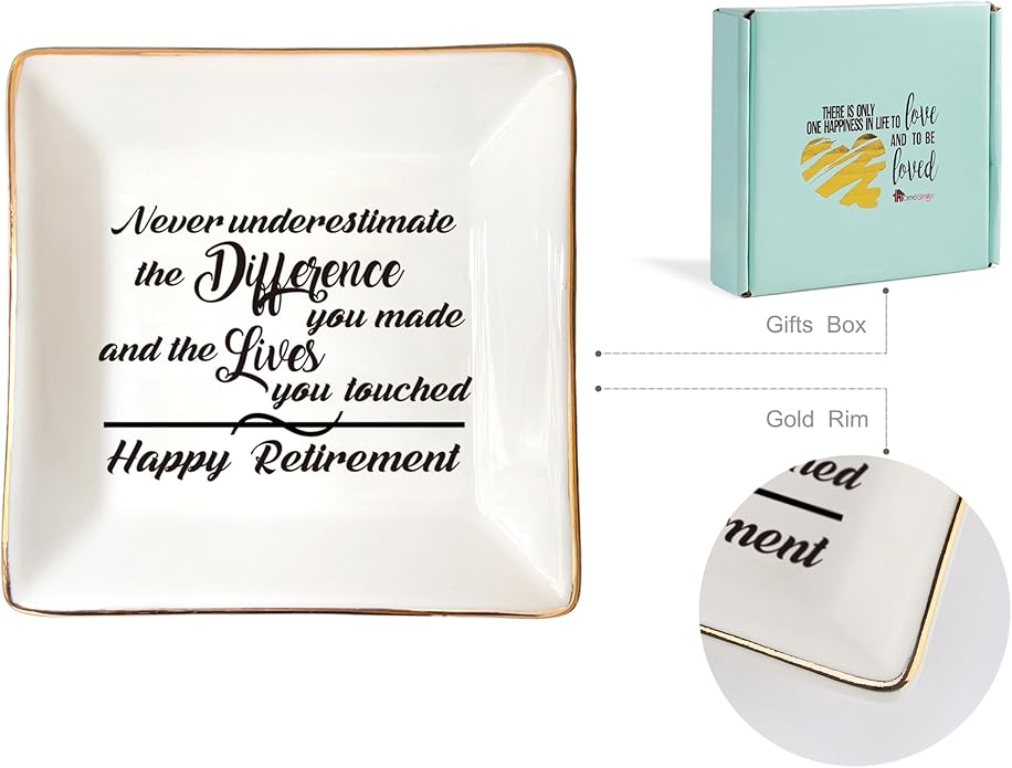 HOME SMILE Ceramic Ring Dish Jewelry Tray for Mom Sister Friends