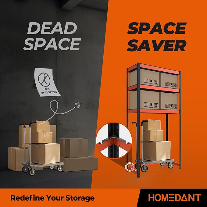 HOMEDANT House 5-Tier Orange-Black 36.2" W x 16.5" D x 71.3" H Laminated Metal Shelving Unit Adjustable Storage Utility Rack Heavy Duty Shelves Organization Shelf Kitchen Garage Pantry Closet 1Pack