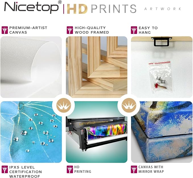 Beach Wall Art for Living Room Blue Ocean Theme Canvas Print Modern Abstract Coastal Picture Seascape Painting Daisy Flower in Indian Vase Framed Artwork for Seaside Bedroom Bathroom Office 24x24inch