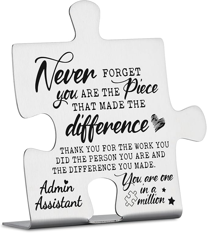 Admin Assistant Gifts, Thank You Appreciation Gifts for Administrative Assistant Week Birthday Christmas Office Desk Decor Puzzle Piece Decorative Signs Plaques YCC32