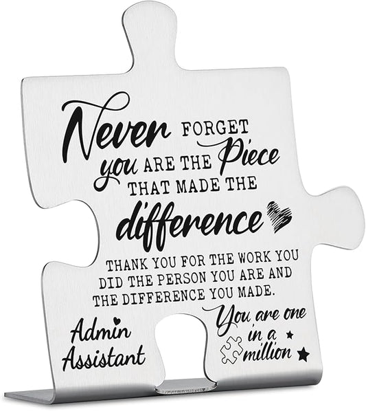 Admin Assistant Gifts, Thank You Appreciation Gifts for Administrative Assistant Week Birthday Christmas Office Desk Decor Puzzle Piece Decorative Signs Plaques YCC32
