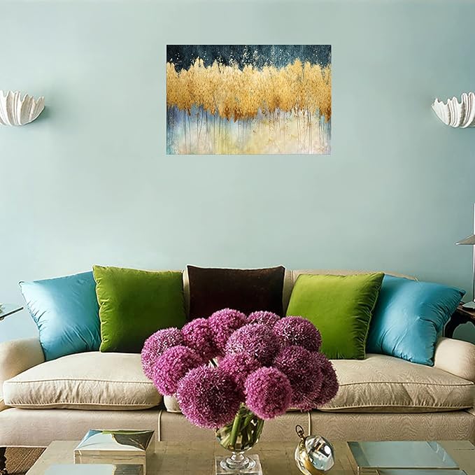 XXMWallArt FC2669 Canvas Wall Art Abstract Golden Forest Painting Modern Decor Abstract Canvas Prints for Living Room Bedroom Kitchen Home and Office Wall Decor